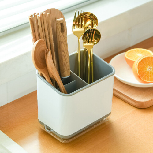 (Black)Stylish Modern Plastic Utensil Container With Drip Absorbent Layer For Kitchen And Dining 2