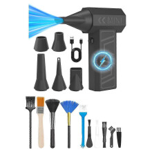 (Black) 41m/s Brushless Electric Blower with 5 Nozzles 10 Brushes for Workshop Drying Purple