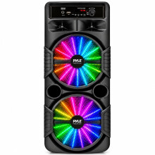 Pyle Portable Bluetooth Karaoke Machine, 600W Rechargeable Speaker System with Dual 20cm Subwoofers, Mic Input, Party Lights, USB, Radio, Remote