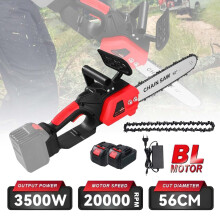 Tronçonneuse électrique sans fil 3500W, moteur sans balais, 21V avec 2 batteries, pour jardinage et coupe de bois