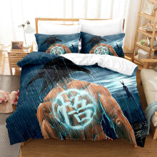 (Burgundy, 155x200cm) 3D Dragon Ball Super Goku Bedding Set 3PCS Super Saiyan 4 VS Blue Hair Duvet Cover Pillowcase Anime Bed Linen Set Single Double