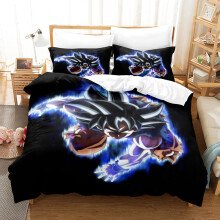 (Chocolate, 200x220cm) 3D Dragon Ball Super Goku Bedding Set 3PCS Super Saiyan 4 VS Blue Hair Duvet Cover Pillowcase Anime Bed Linen Set Single Double