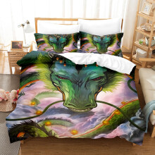 (Red, 140x200cm) 3D Dragon Ball Super Goku Bedding Set 3PCS Super Saiyan 4 VS Blue Hair Duvet Cover Pillowcase Anime Bed Linen Set Single Double