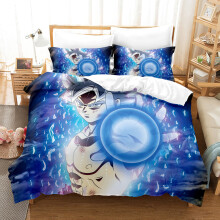 (YELLOW, 200x220cm) 3D Dragon Ball Super Goku Bedding Set 3PCS Super Saiyan 4 VS Blue Hair Duvet Cover Pillowcase Anime Bed Linen Set Single Double