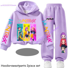(15, 100) Kids' Clothing Kids' Zoey Hoodie Set Boys Rumi Sweatshirt And Two-Tone Girls Soft And Comfortable Mira Pants