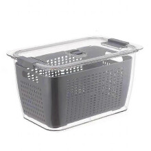 Stück 2-lagiger Abtropfkorb mit Filter, grau, L 4,5L, Gemüseaufbewahrungsbox für Kühlschrank