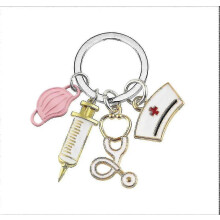 Pink Nurse Keychain Syringe Cap & Stethoscope Perfect Gift for Female Friends Med Pros