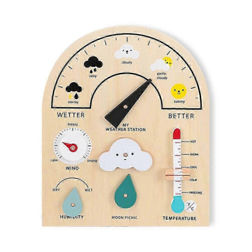 Wooden Weather Station Set for Kids - Educational Science Cognitive Forecast