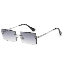 Lunettes de soleil carrées sans monture avec protection UV pour filles, idéales pour l'été à la plage.