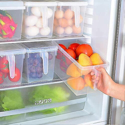 BPA-Free Clear Plastic Fridge Organizer Boxes with Lids 2-Pack Kitchen Food Storage Set for Home 2