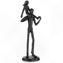 Figurine Père-Fille, Sculpture en Fer, Décoration Intérieure Touchante, Moments Précieux