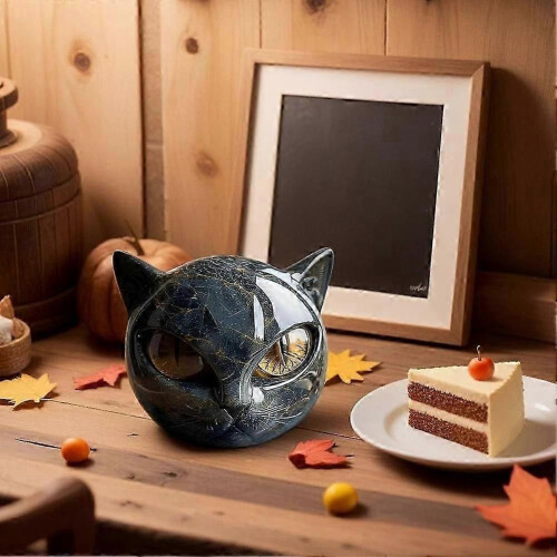 Artisan Black Cat Stone Sculpture Elegant Home Dcor & Gift 2