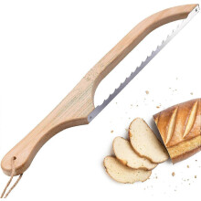 15.7" Wooden Bow Knife for Bread Bagels Fruits Ergonomic Bamboo Handle Ambidextrous