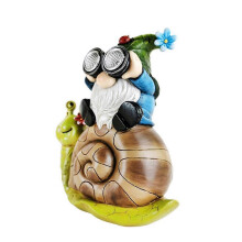 Nain de jardin solaire enchanteur, statue LED décorative en résine pour extérieur, jardin, terrasse ou balcon.