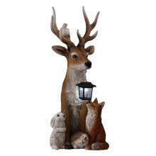 Statue de cerf solaire, lampe de jardin, figurine animale en résine peinte à la main, décoration extérieure