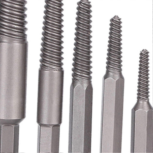 5pcs Hex Shank Fine Teeth Broken Screw Extractor Damaged Bolts Removal Tool Easy Out Kit 2