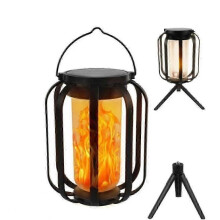 Lanterne solaire sans flamme pour extérieur avec base et trépied, 4 modes d'éclairage