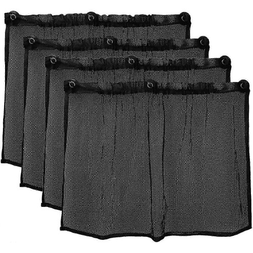 Black Magnetic Sunshade Curtains for Car Side Windows 4 Pack 75x50cm