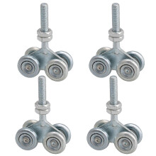 4-Pack H4-3 Silver Heavy Duty Sliding Barn Door Track Roller Wheels Trolley Kit