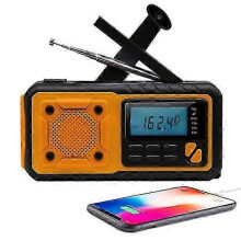 Nuova radio di emergenza a manovella solare con power bank da 4000 mAh, radio AM/FM/WB, allarme meteo portatile.