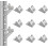 12 Pcs Silver Commercial Fridge Freezer Shelf Clips 1.5mm Thick Support Brackets 1
