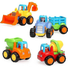 Camions de chantier à friction à pousser et à faire avancer, lot de 4 pour les enfants de 1 à 3 ans