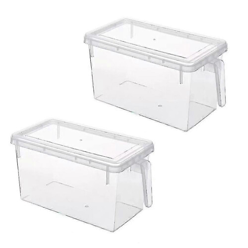 BPA-Free Clear Plastic Fridge Organizer Boxes with Lids 2-Pack Kitchen Food Storage Set for Home