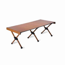 Tavolo da esterno portatile arrotolabile in alluminio con borsa per il trasporto, ideale per barbecue, picnic, spiaggia e giardino.