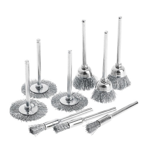 9Pcs Carbon Steel Wire Wheel Brushes Die Grinder Rotary Tool Engraver