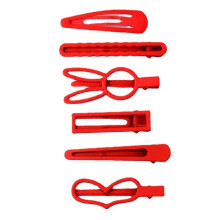 Set di 6 fermagli per capelli da ragazza a forma di cuore con orecchie di coniglio e forme geometriche, in metallo cavo.