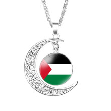 Flag Moon Palestine Pendant Necklace Woman Fashion Accessories Girl Presents