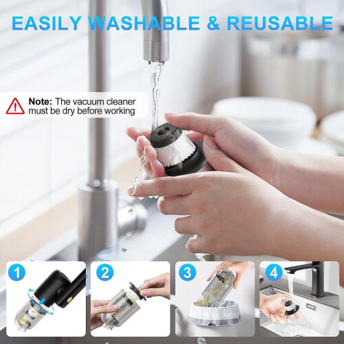 High-Power USB Rechargeable Car Vacuum Cleaner Handheld Powerful Suction Vehicle 2
