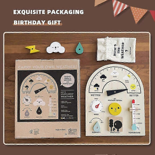 Wooden Weather Station Set for Kids - Educational Science Cognitive Forecast 2