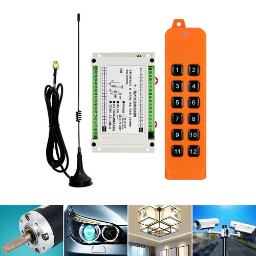 Wireless Digital 433MHz 12-Way RF Remote Control Switch Set with Receiver & Transmitter 1
