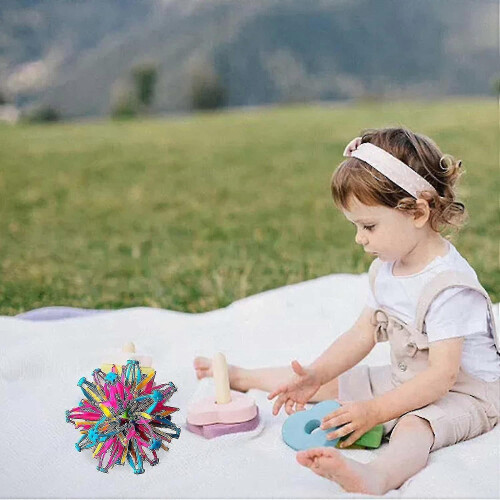 Rainbow Shrinking Expandable Breathing Ball Hand Catch Colored Magic Flower Ball Toy 2