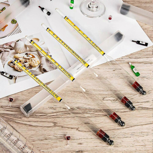 Distilling Hydrometer 4Pcs 0-200 Proof 0-100 Tralle Alcohol 2