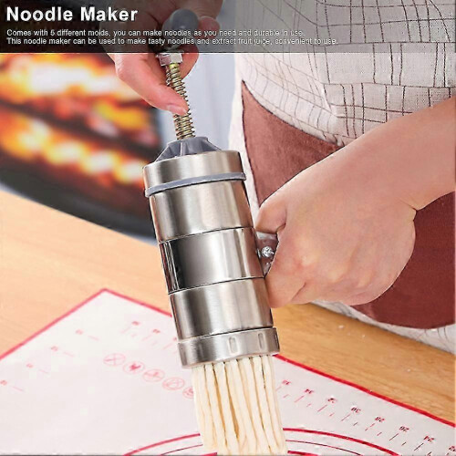 Presse à pâtes manuelle en acier inoxydable avec 5 moules 2