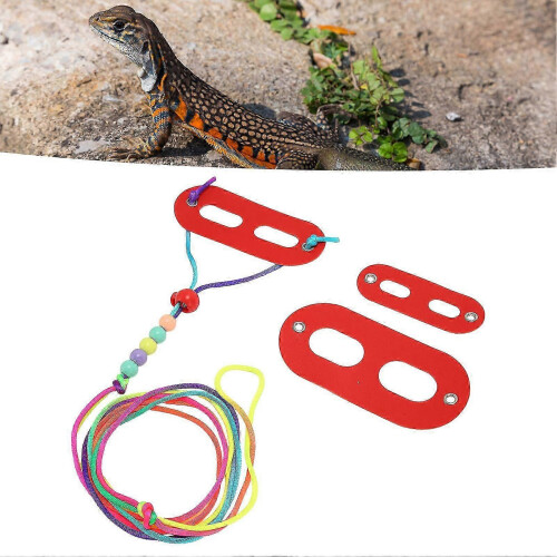 Red Reptile Harness Leash Kit Soft Adjustable for Bearded Dragon Lizard Small Pet 2