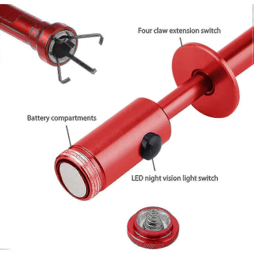 4 Claw Flexible Magnetic Pickup Tool with LED Light Foldable Long Reach Hand Pickup 2