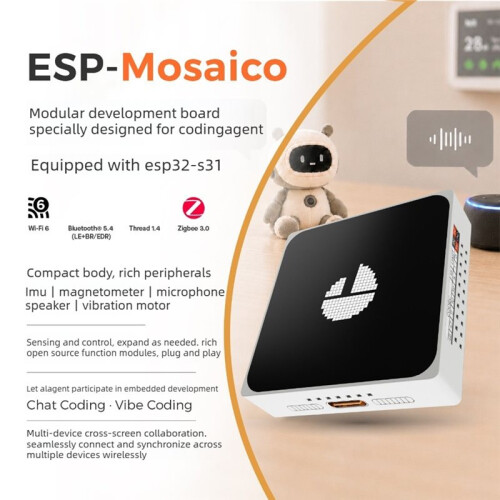 ESP-Mosaico A Modular Development Board Designed for AI Development 480x480 OLED Touchscreen with Built-in ESP32-S31 2