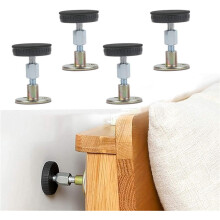 4 Part Adjustable Bed Frame Anti Vibration Kit 47 to 64mm, Threaded Telescopic Stabilizer for Bedroom Headboards, Prevents Loosening and Squeaking