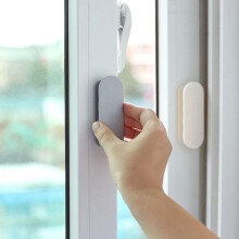 Set of 4 Self Adhesive Balcony Door Handles, Plastic Glass Cabinet Handles for Balcony Doors Cupboards and Wardrobes, No Drill Installation in Gray