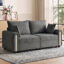 HOMCOM 2 Seater Sofa with Lift-Up Storage, 168 cm Velvet Couch, Dark Grey