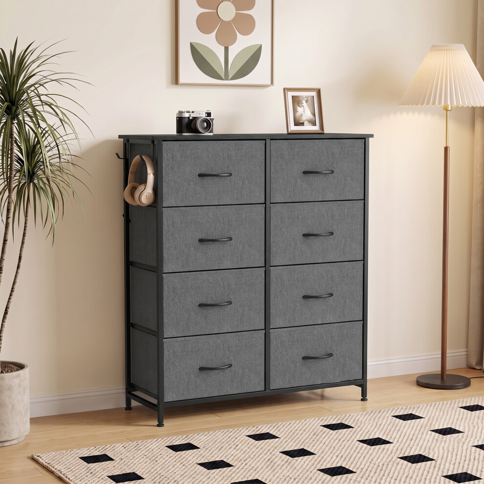 Homcom Chest Of Drawers For Bedroom, 8 Fabric Drawers, Grey - Image 3