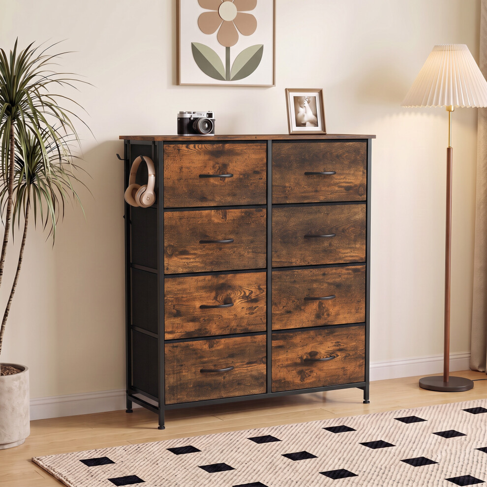 Homcom Chest Of Drawers For Bedroom, 8 Fabric Drawers, Rustic Brown - Image 3