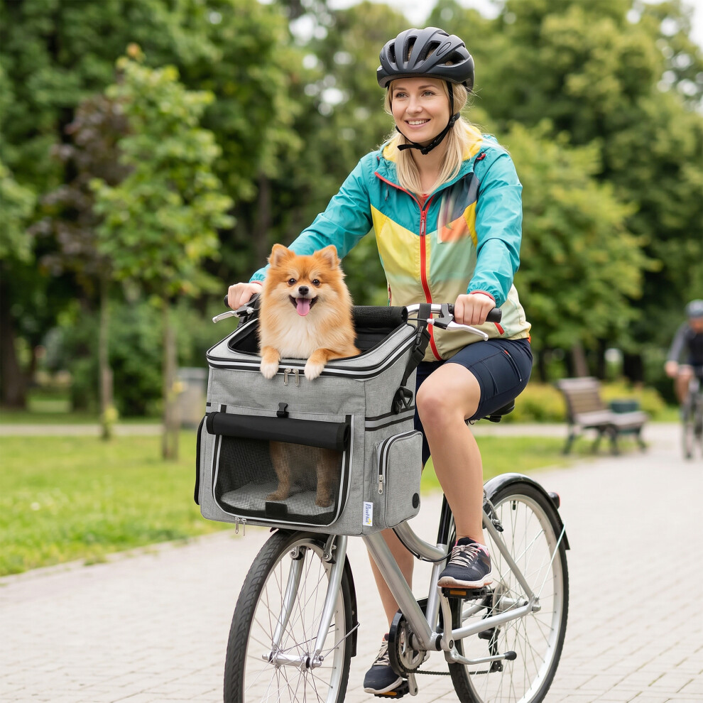 Pawhut Dog Bike Basket, Soft-Sided Pet Carrier For Small Dogs Cats