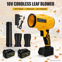 Cordless Handheld Leaf Blower 18V 5.0Ah, 2 Batteries & UK Charger, 3 Nozzles, Portable Electric Air Blower for Garden Leaves Snow Car Dust