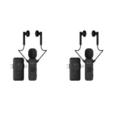 2X 5.1 Lavalier Audio Receiver+3.5MM AUX Earphones Set with Mic Noice Reduction Game/Music/Call Stereo Adapter