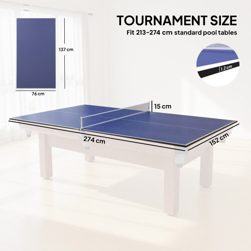 SPORTNOW 9 ft Folding Ping Pong Table Top for Billiard Tables with Net 2