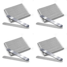 4 Set Nail File 180 Grit Russian Manicure Reusable Peel and Stick Nail Files, Replaceable Emery Boards,Steel Base